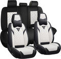 for Kia Sportage Car Seat Covers Full Set,Leather Seat Covers for Car,Lumbar Muscle Pain Healing Function,Waterproof Automobile Seat Protector with Lumbar Support(Black White with Pillow)