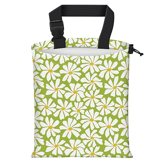 AFYEWKC Car Trash Bag Large Hanging Can for Back of Seat, Cute Waterproof Car Garbage Bag for Vehicle, Travelling, Outdoor Cute Green White Flower