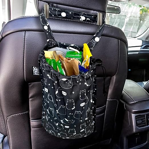 RMMOORORO Cute Hanging Car Trash Garbage Bag 100% Leakproof Waterproof Multipurpose for Car Back Front Seat Console with Hanging Strap (Cute Cats)