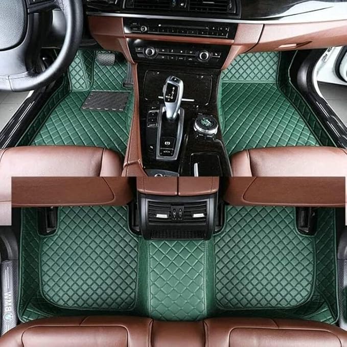Custom Making Car Floor Mats for 96% Car Model Luxury Leather All Weather Waterproof Anti-Skid Full Coverage Liners (Green)