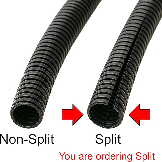 Electriduct Split Wire Loom Tubing Polyethylene Corrugated Flexible Conduit - 2" Nominal Size - 10 Feet - White