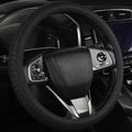 Leather Steering Wheel Cover Men，with Black Woven Pattern Car Accessories ，Anti-Slip, Safety, Soft, Breathable, Adaptable to 14.5-15 inches Steering Wheel Fit SUV， Jeep， Van，Sedan，Car