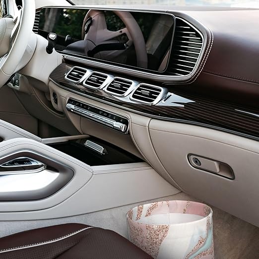 Rose Gold Glitter Coral Gray Pastel Marble Car Trash Can Leak Proof Hanging Waterproof Garbage Can Multipurpose Trash Bin for Car SUV Front Seat Headrest Collapsible and Portable Storage Pocket