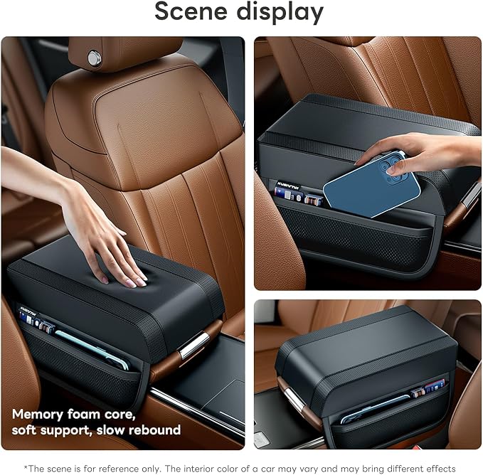 Civenhhd Car Armrest Pad, Universal Armrest Cushion Pad, Leather Armrest Box Pad