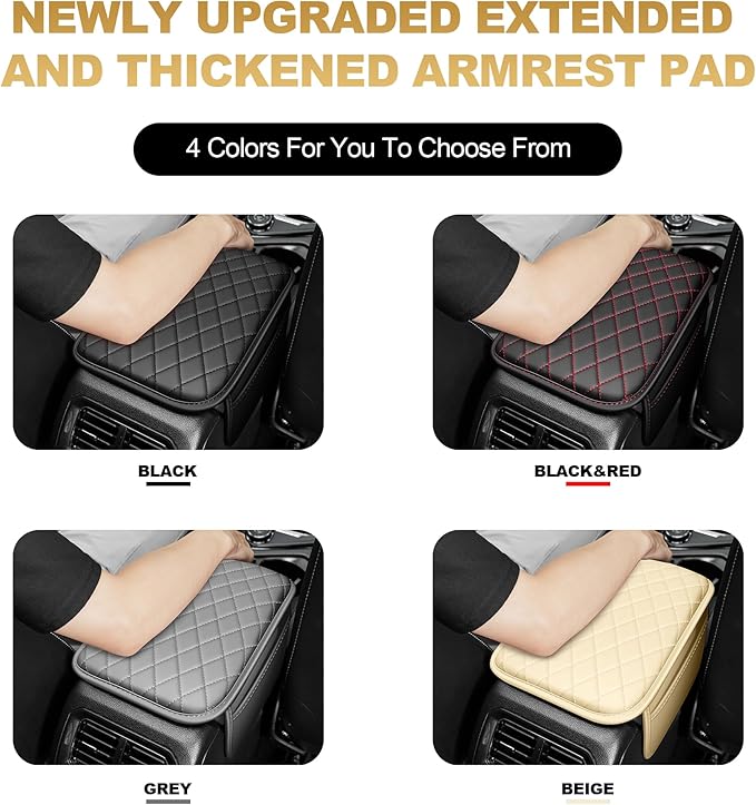 Center Console Cover for TSX: Armrest Cover for Car with 2 Storage Bags - Scratch & Wear Resistant & Waterproof Leather Console Cover,Anti-Scratch Auto Armrest Pad Accessory （Black