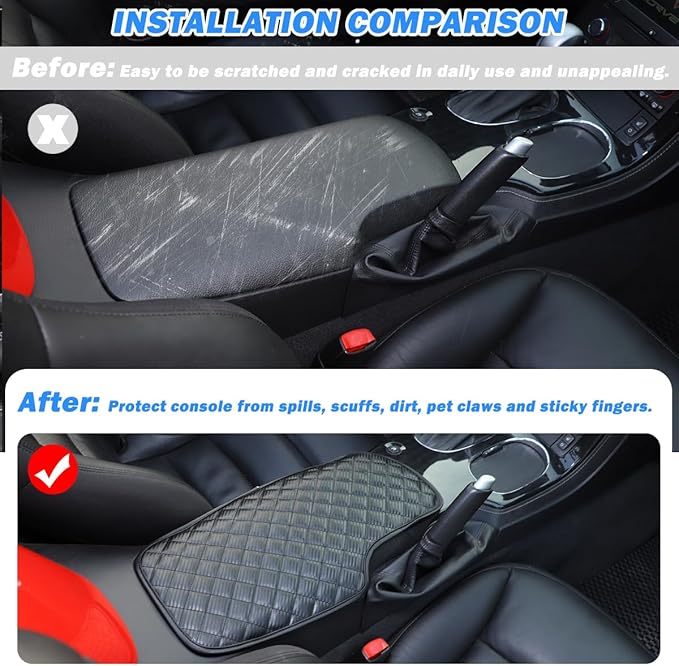 Car Arm Rest Cushion Pad Protector Compatible with Chevrolet Corvette C6 2005-2013 Car Center Armrest Cover,Leather Console lid Protector,Center Console Pad Anti-Scratch Accessories (Carbon Fiber)