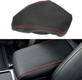 Auprite Center Console Cover for Mazda CX5 2018-2023 2024 2025, Auto Center Console Cover Pad Leather Car Armrest Seat Box Cover Protector for Mazda CX5 Accessories (Black with Red Stitches)