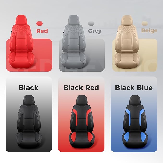 FEINEPRO Grey Car Seat Covers Full Set - Breathable Faux Leather Universal 5 Seat Covers for Cars, Automotive Protector Fit for Most Sedan SUV Pick-up Truck