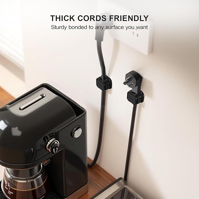 6 Pack Magnetic Cable Clip Organizer Cord Holder, Picozon Adhesive Cable Management, Wire Phone USB Charger Cable Holder, Keeper Organizer for Office Home Desktop Table - Black