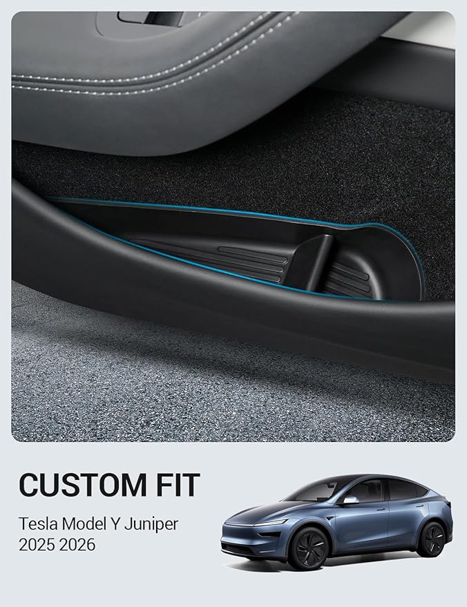 Motrobe 2026 Tesla Model Y Juniper Door Side Storage Box Door Pocket Liner Side Organizer Tray Waterproof TPE Front & Rear Model Y Juniper (Standard/Premium/Performance 2025/2026) Accessories