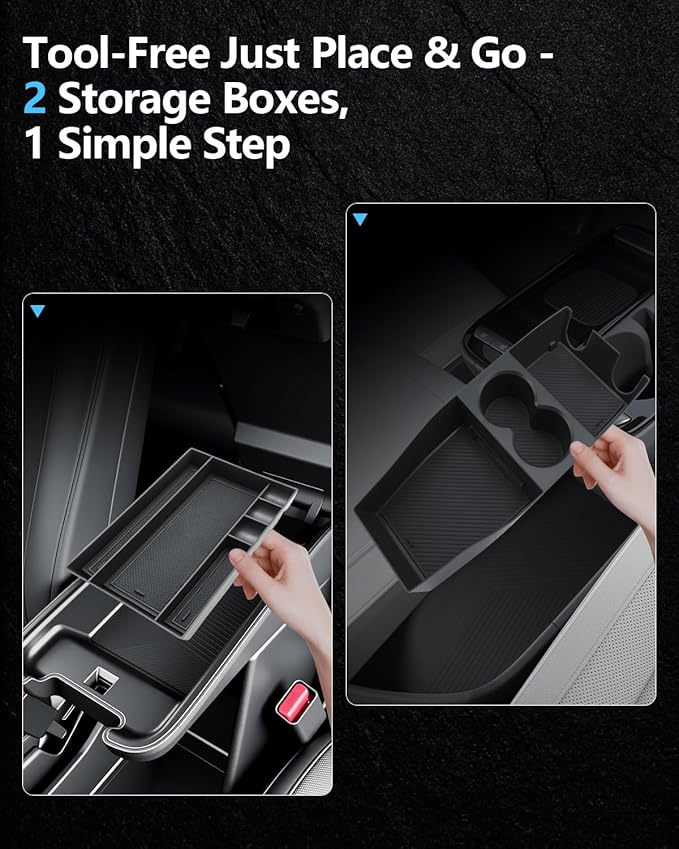 SKTU 2PCS for 2025 2026 Ioniq 5 Center Console Organizer for 2025 2026 Hyundai Ioniq 5 Accessories Console Tray & Lower Console Tray Ioniq 5 ABS Console Organizer with Coin Holder (Not fit Ioniq 5 N)