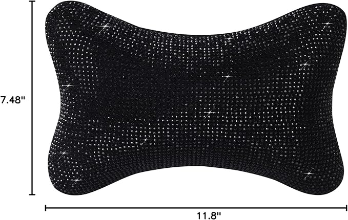 2Pcs Neck Rest for Car Neck Pillow for Driver, Auto Seat Headrest Cushion Driving Relax Necksupport Black Diamonds Bling Car Accessories for Women Men High Grade
