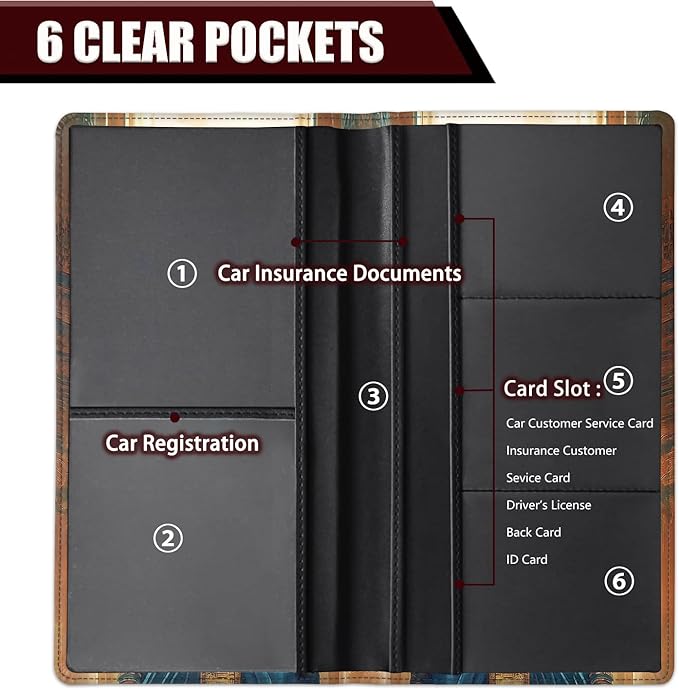 Car Document Holder with Magnetic Shut, Car Registration and Insurance Card Holder, Vehicle Glove Box Organizer Documents, Driver License, Auto Paperwork Organizer Wallet, Egyptian Queen Portrait