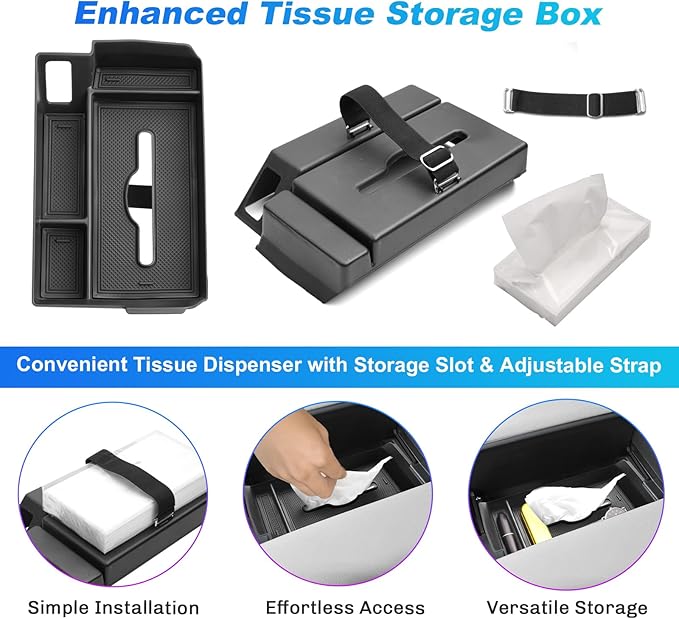 SXCY for 2025 2026 Toyota Sienna Center Console Organizer for Toyota Sienna 2021-2025 2026 Center Console Tray 2024-2026 Sienna Accessories Tissue Tray Paper Towel Organizer Enhanced Tissue Storage