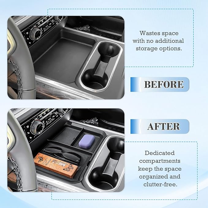 EDBETOS Front Center Console Organizer Tray for 2024-2025 Chevy Silverado 2500HD/3500HD Console Compartment Cover Hidden Organizer Insert Tray (Full Console w/Bucket Seats Only ! Not for Sierra!)