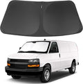 Windshield Sun Shade Compatible with 1996-2024 2025 Chevrolet Express Cargo Van 1500, 3500, 4500, LS, LT Winter Accessories Foldable Sun Visor Protector Keeps Cool
