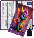 Car Document Holder with Magnetic Shut, Car Registration and Insurance Card Holder, Vehicle Glove Box Organizer Documents, Driver License, Auto Paperwork Organizer Wallet, Colorful Baby Dragon Pattern