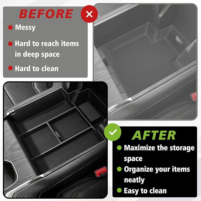 BestEvMod Center Console Organizer Tray Compatible with Chevrolet Silverado EV WT RST LT/Sierra EV 2024 2025 Pickup Armrest Storage Box (Top)