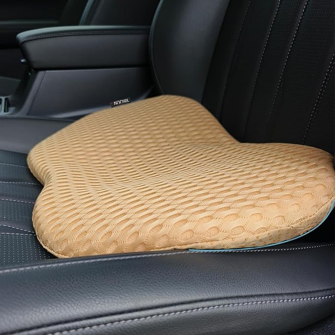 Memory Foam Car Seat Fill Cushion, Driver Seat Cushion for Tailbone Pain Relief, Car Lumbar Support for Driving Seat, Car Booster Seat for Short Drivers，Car Seat Pad (Beige)