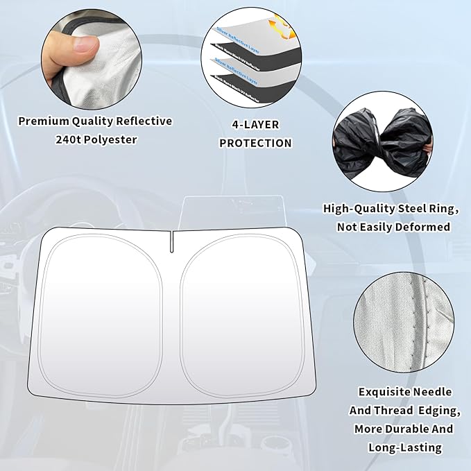 Thickened 2-Layer Front Windshield Sun Shade Compatible for Toyota Crown Signia 2025-present, Foldable Custom Fit Sunshade Blocks 99% Heat, Keeps Car Interior Cool (for Crown Signia 2025-present)