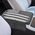 Tupalatus Gray American Flag Car Console Cover Car Accessories Interior Cars Center Console Armrest Cover with Storage Pockets Easy Installation Universal Fit Cars,Vans,SUV,Truck