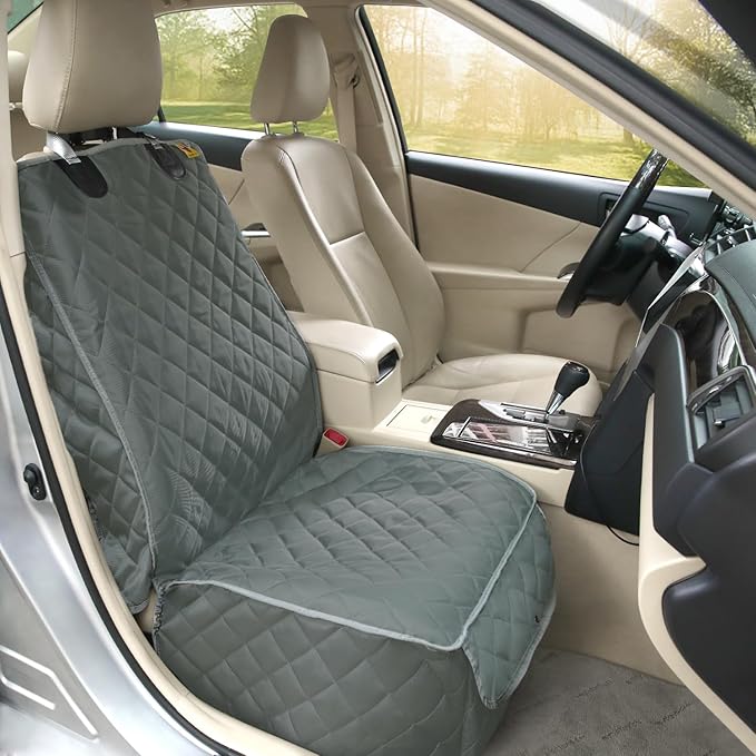 Bark Lover Deluxe Dog Seat Cover for Front Seat-More Durable Waterproof Front Seat Protector, High Heat Resistant and Nonslip Front Seat Cover for Dogs Kids, Universal Size (Grey)