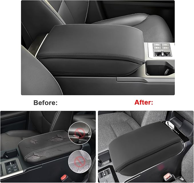 SXCY for 2024 2025 2026 Land Cruiser Armrest Cover for Toyota Land Cruiser 2025 2026 Center Console Cover 2024 2025 2026 Land Cruiser Center Console Cover for 2025 2026 Land Cruiser (Black Line (Pad))
