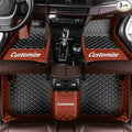 Custom Fit Car Floor Mats - Full Coverage Automotive Leather Floor Liners for Most Vehicles by MingyunSM (Black & Brown)