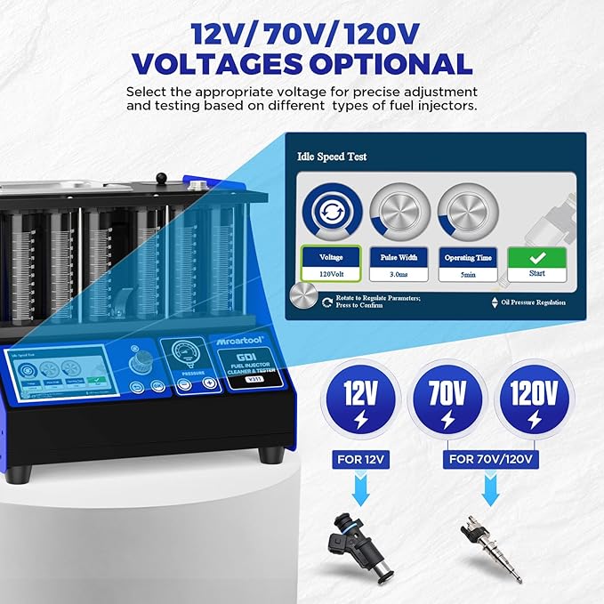 V311 GDI Fuel Injector Cleaner Machine Gasoline Fuel System Injection Cleaning Tester 6-Cylinder Test for EFI/FSI Injectors, Heated Ultrasonic Cleaner Kit with 7 Core Functions for Motorcycle Vehicle