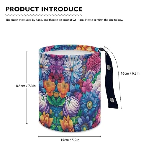 Brosoneto Hanging Portable Car Boho Flower Print Multipurpose Car Accessories Interior Universal Collapsible Back Seat, Front Console, Floor, or Hanging Headrest Waste Basket