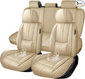 Premium Universal Car Seat Cover, Comfortable Leather Seat Cover for 96% of Models, Waterproof Car Seats Protectors Cushions for 5 Seats(Beige)