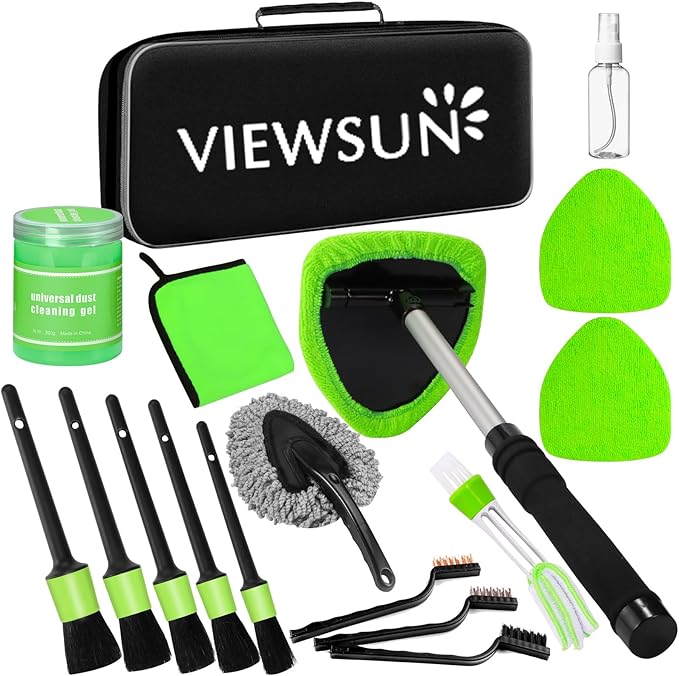 Viewsun Windshield Cleaner Tool 30 Pcs Car Interior Cleaning Kit, Car Detailing Kit Interior Cleaner, Car Detailing Brushes, Car Cleaning Gel, Inside Cleaning Supplies Accessories for Women Men