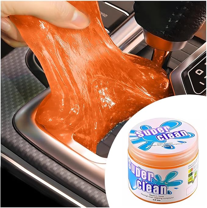 Cleaning Gel for Car, Universal Vehicle Interior Detailing Cleaning Putty Gel, Detail Cleaner Tools for Keyboard Vent PC Laptop Camera, Automotive Duster Remover Cleaner Accessories (Orange)