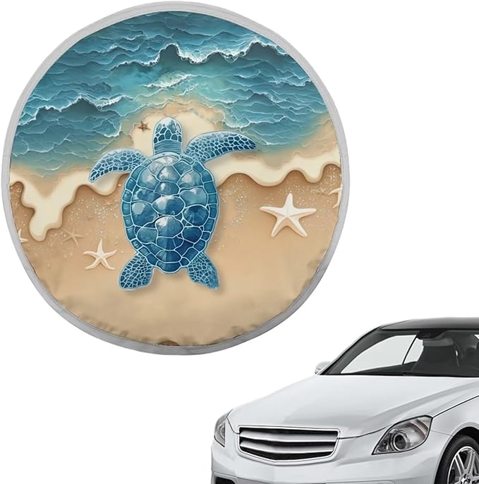Tropical Steering Wheel Sun Cover 17 Inch Sea Turtle Vehicle Steering Wheel Shade Cover for Summer Keep Your Car Cool Summer Essential Gift for Holiday