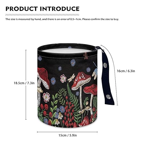 Dragonfly Mushroom Car Garbage Can Mini Car Trash Bin Truck Organizer Auto Storage Bag Waterproof Portable Accessories Road Trip for Kids