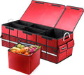 Heavy-Duty Extra Large 100L Premium Foldable Car Trunk Organizer with Lid + 26L Cooler Bag, Waterproof Robust Durable 1680D Oxford & Multi-Compartment Collapsible for SUV, Truck, Van, Sedan (Red)
