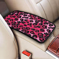 Car Center Console Cover Red Leopard Car Armrest Cover Cheetah Animal Universal Car Arm Rest Cover Car Interior Accessories Protector for Most SUV, Truck, Sedans