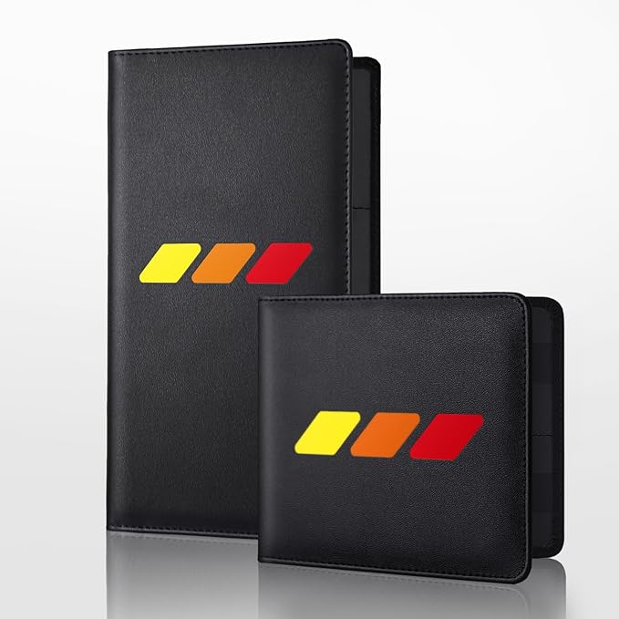 Annloysky Tri-Color Sports Car Leather Registration and Insurance Holder, Vehicle Glove Box Car Organizer, with Magnetic Shut for Cards, Driver License for 3 Colors Cars Owner