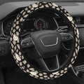 Cute Steering Wheel Cover for Women, Machine Washable Universal 14.5-15.5 inch Non-Slip Grip All Weather Use (Black Leopard Cats)
