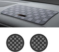 Car Interior Accessories Set – 2PCS Silicone Cup Holder Coasters & 1PCS Anti-Slip Dashboard Pad, Universal Non-Slip Rubber Mat for Phone Keys Sunglasses, Fit for Car SUV Truck