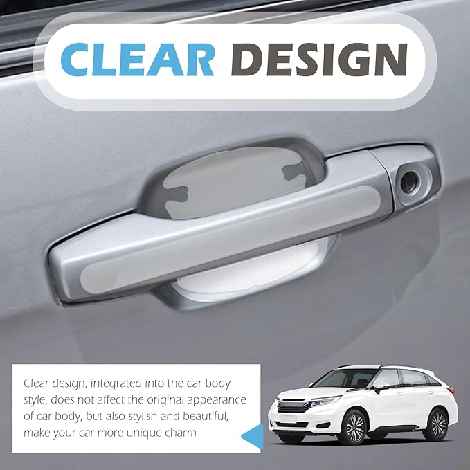 8PCS Car Door Handle Protector Clear,Anti-Scratch Car Door Handle Scratch Protector Stylish Cars Decorations,Self-Adhesive Universal Cars Handles Protectors for Most Vehicles