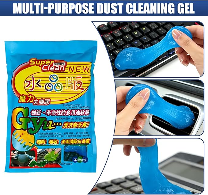 Craedli 2PCS Car Cleaning Gel, Reusable Dust Remover Slime Kit, Car Air Vent Cleaning Putty, Universal Auto Interior Keyboard Jelly Detailing Supplies for Men, Women Present (Blue)