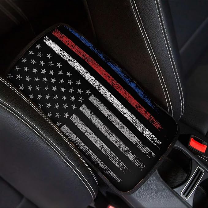 Mintutlipy Camouflage American Flag Car Center Console Cover Storage Box Mat Christmas Car Decoration Universal 12.3×7.5 Inches for Sedans SUV Vans