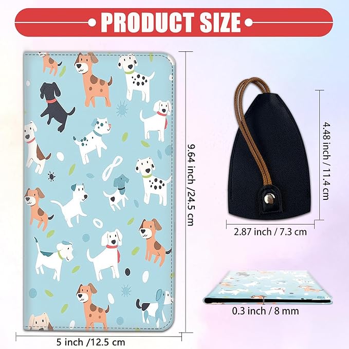 SOTWONSO Car Registration Holder, Waterproof PU Leather Vehicle Card Document Glove Box Organizer, Women Interior Auto Accessories Case for Cards, Driver License Car Insurance Holder, Dogs Pattern