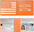 Ziciner Car Registration Insurance Holder, 2Pack Essential Auto Card Document Glove Box Organizer with Touch Fastener, Vehicle Interior Accessories Perfect for Most Car, Truck, SUV (Orange/Back Flag)