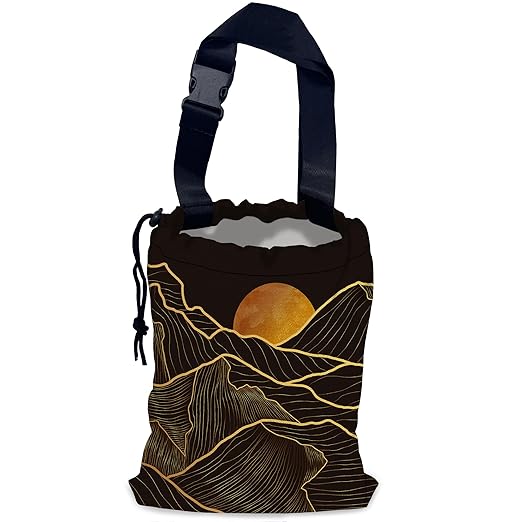 NHNXHWIA Gold Mountains Car Trash Bag,Hanging Drawstring Car Garbage Bag,Waterproof Canvas Car Back Seat Organizer with Adjustable Buckle,for Vehicles,SUVs,Camping,Road Trips