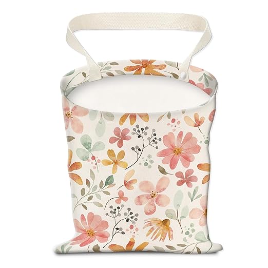 Car Trash Can, Hanging Garbage Bin for Men and Women, Cute Car Organizer and Storage Bag, Canvas Vehicle Trash Can Bag Easy-to-Install Cute Boho Pink Floral