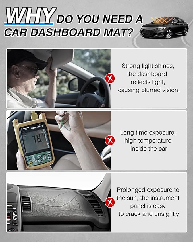 CARTIST Dash Cover Custom Fit for Honda Accord 2018-2021 2022 Dashboard Cover Mat for Honda Accord Accessories Non-Slip Pad Carpet Anti-Glare