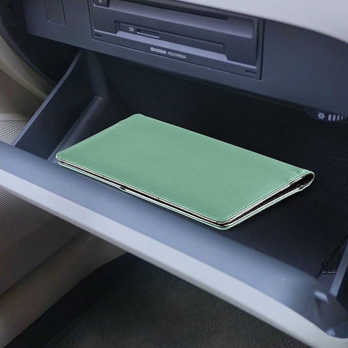 Custom Car Registration and Insurance Card Holder Personalized Leather Glove Box Organize Men Women Wallet Accessories Case for Cards, Essential Document Driver License Sage Green