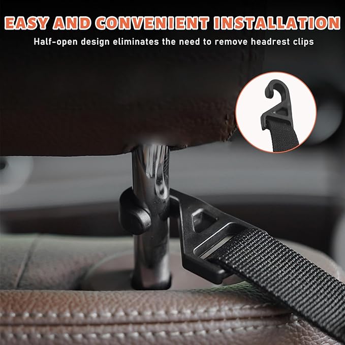 2 PCS Adjustable Car Seat Headrest Hook, Automotive Seat Back Storage Hanging Purse Hook, Durable Backseat Hanger Organizer for Umbrella Bag Coat, Universal Car Accessories